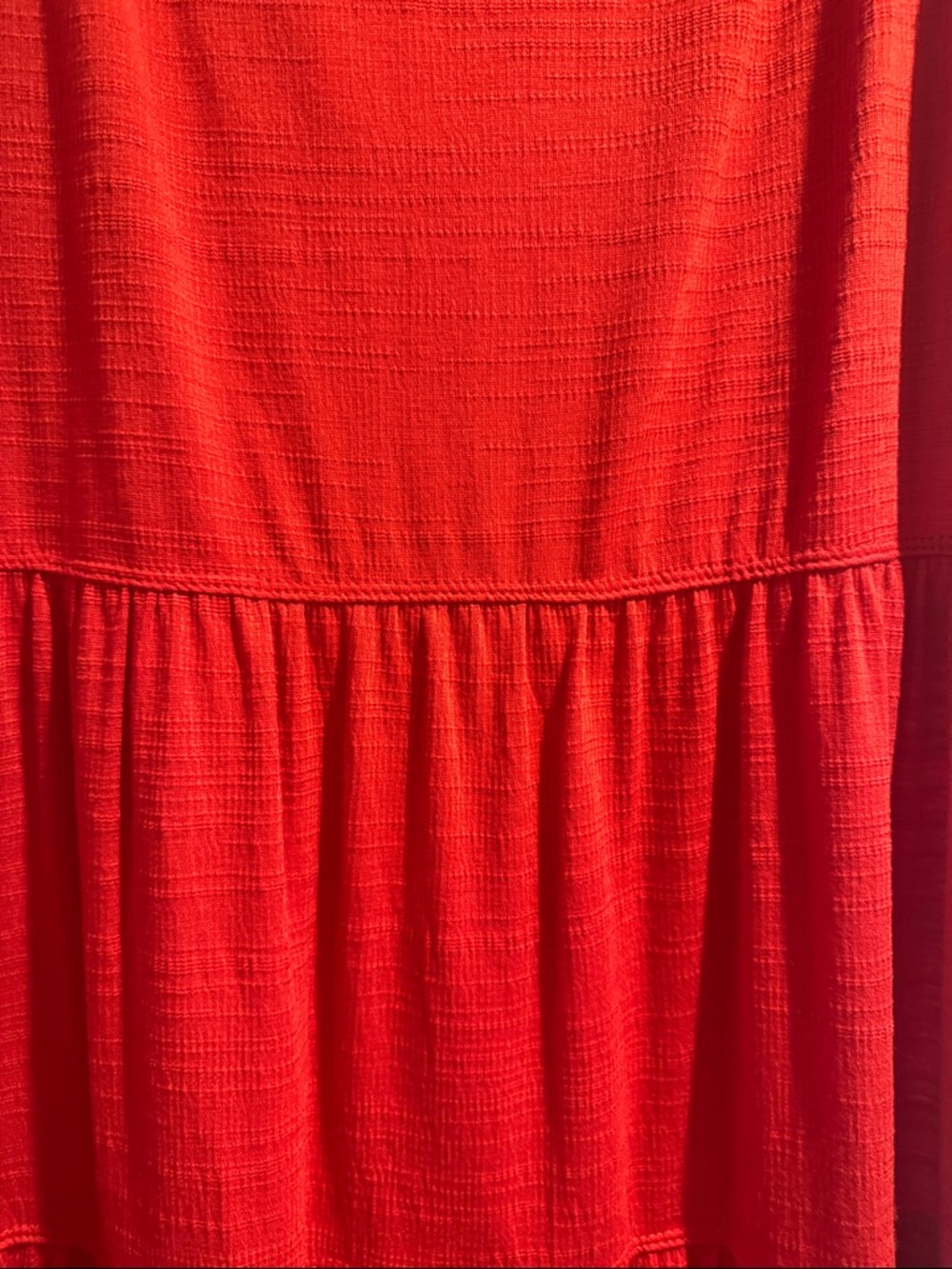 Max Studio Red Tiered Midi Dress with Ruffle Sleeves - Picture 6 of 6